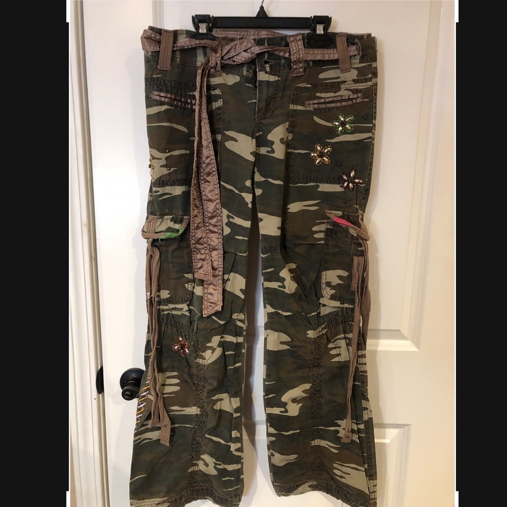 Embellished Army Style Cargo Pants